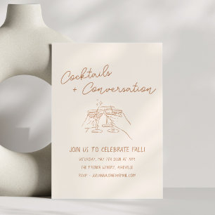 Handwritten Doodles Cocktails Autumn Party Invitation