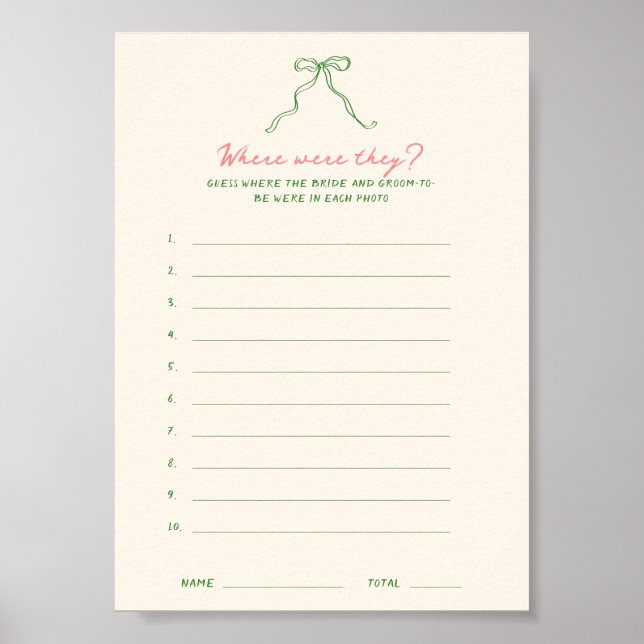 Handwritten Downloadable Where were they Game Poster (Front)