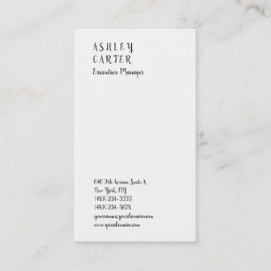 Handwritten elegant impressive white plain manager business card