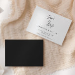 Handwritten Elegant Script Minimal | Wedding Save The Date<br><div class="desc">Handwritten elegant script wedding save the date card.  This save the date card features an elegant script text with a minimal black and white theme.  Customise the text with all the details for your special day.</div>
