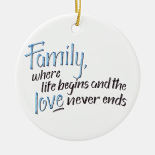 Handwritten Family Quote Ceramic Tree Decoration