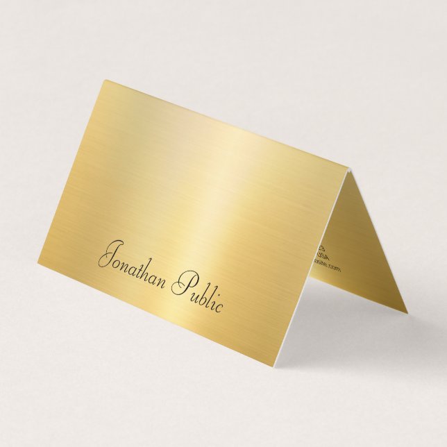 Handwritten Faux Gold Modern Template Elegant Business Card (Front)