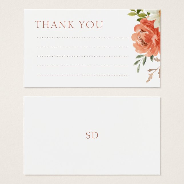 Handwritten Floral Wedding Thank You Card (Front & Back)
