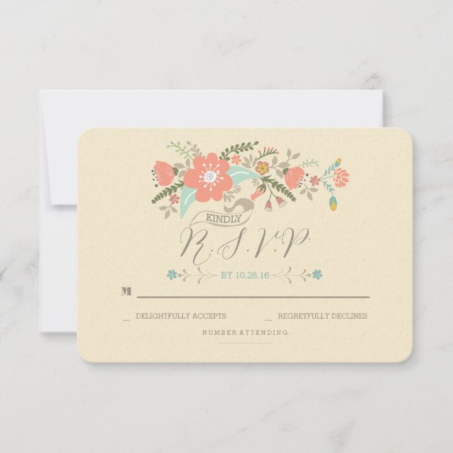 handwritten florals wedding RSVP cards (Front)