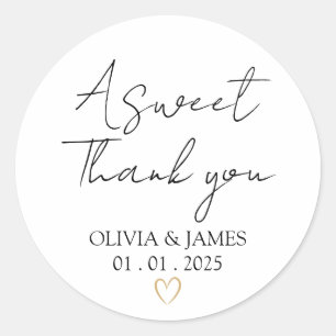 Handwritten Font A Sweet Thank You Labels Round