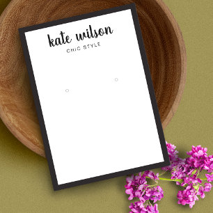Handwritten Font Black White Earring Display