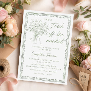 Handwritten Fresh Off the Market Bridal Shower Invitation