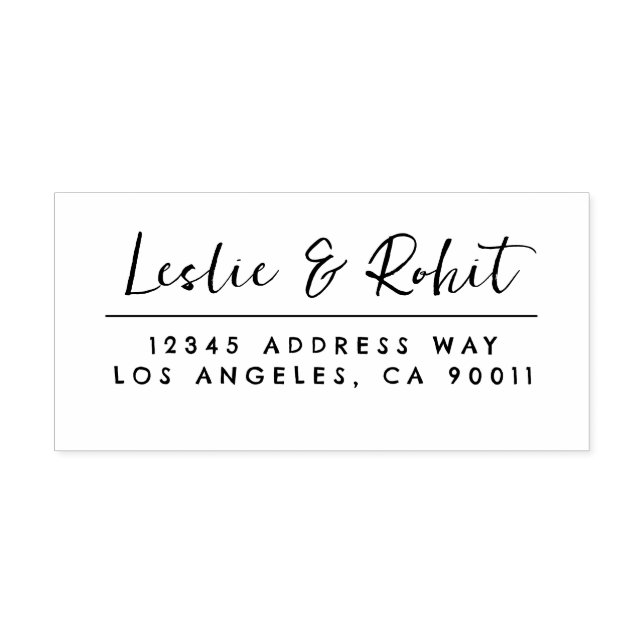 Handwritten Fun Couple's Name and Address Wedding Self-inking Stamp (Design)