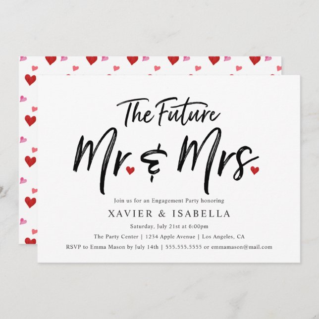 Handwritten Future Mr. & Mrs. Engagement Party Invitation (Front/Back)