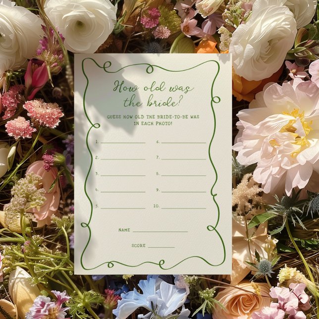 Handwritten Green How old was the bride Card (Creator Uploaded)
