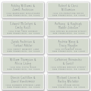 Handwritten Green Wedding Guest Address Labels