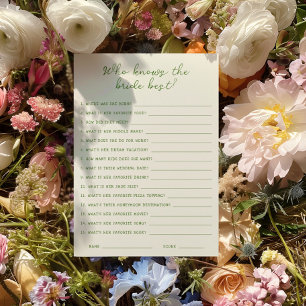 Handwritten Green Who knows the bride best Card