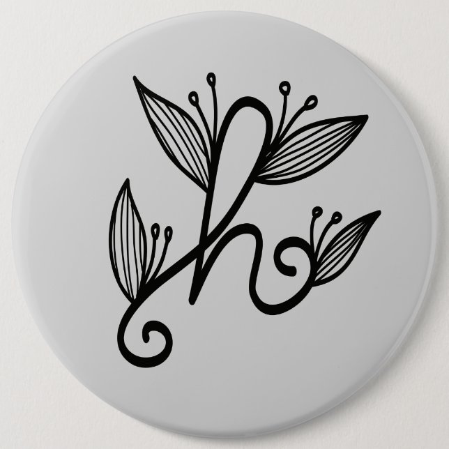 handwritten h 6 cm round badge (Front)