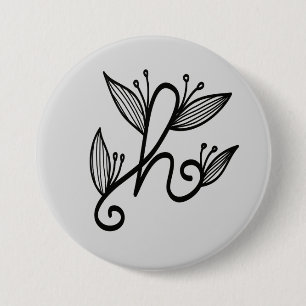 handwritten h 7.5 cm round badge