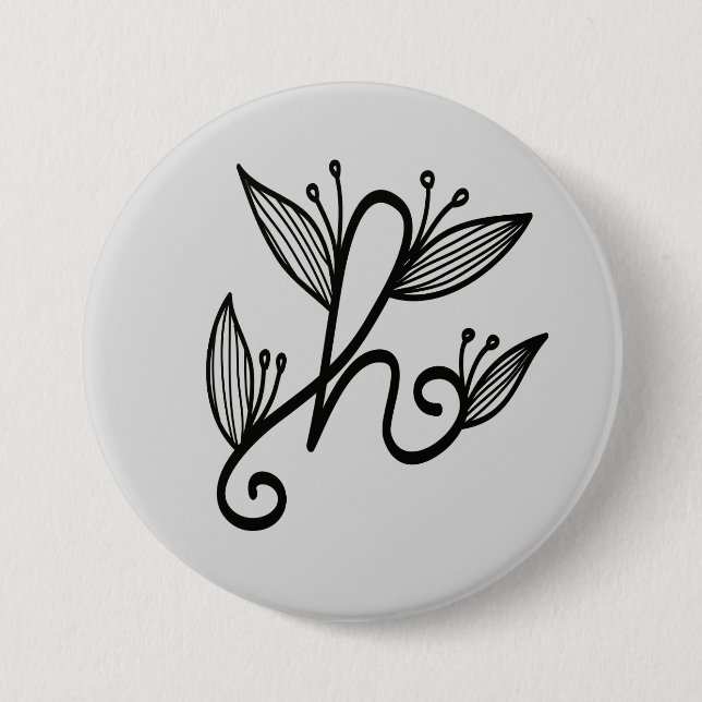 handwritten h 7.5 cm round badge (Front)
