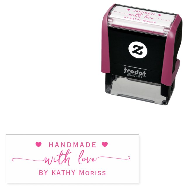 Handwritten handmade with love self-inking stamp (In Situ)