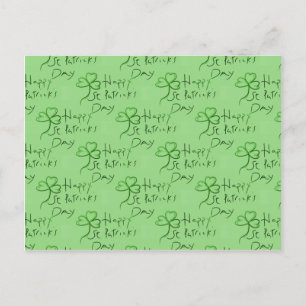 Handwritten Happy St Patrick's Day Shamrock Clover Postcard