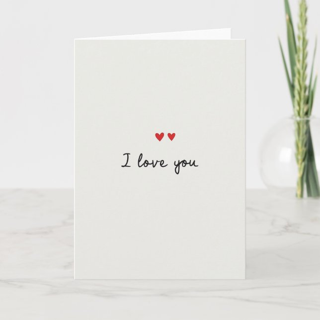 Handwritten Hearts I Love You Matte Card (Front)