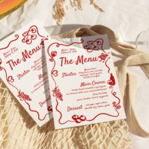 Handwritten Illustrated Wavy Border Whimsical Menu