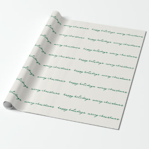 handwritten ink green apple cream holiday custom wrapping paper