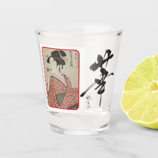 Handwritten Kanji & Ukiyo-e Shot Glass by Jyhoca