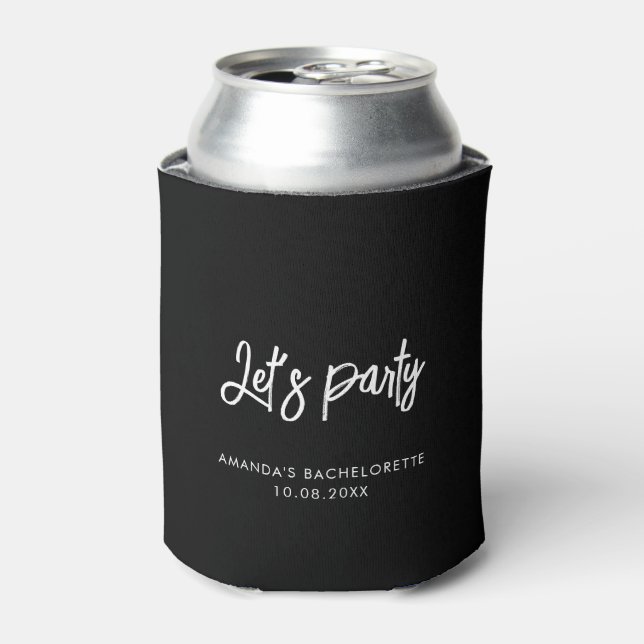 Handwritten Let's Party Bachelorette Party Can Cooler (Can Front)