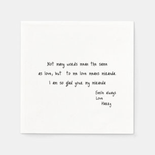Handwritten Letter Anniversary Napkins