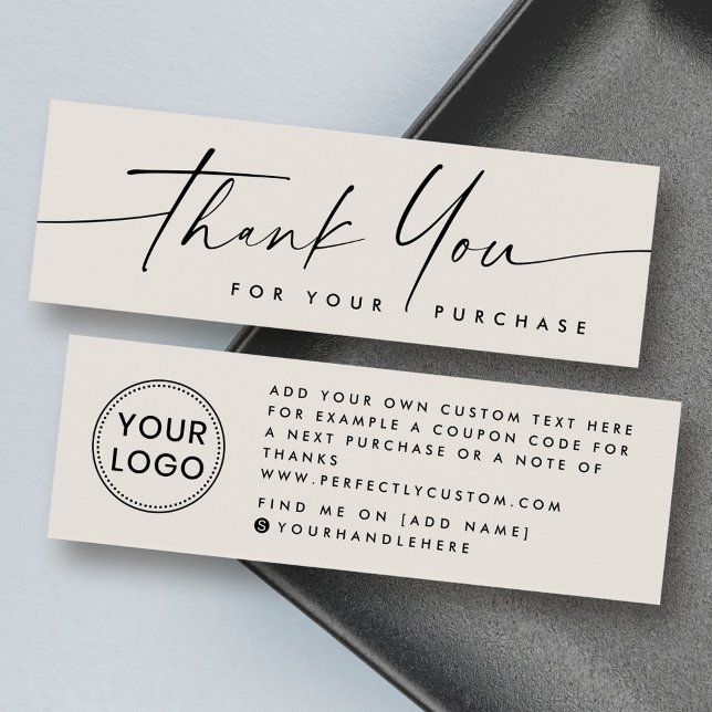 Handwritten light tan blue thank you insert card (Handwritten light tan blue thank you insert card)
