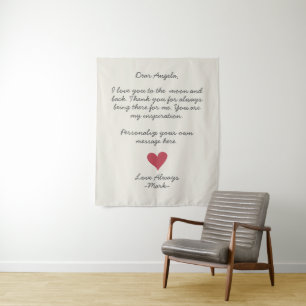 handwritten love letter or customisable message tapestry