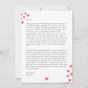 Handwritten Love Letter with Hearts Valentine Holiday Card