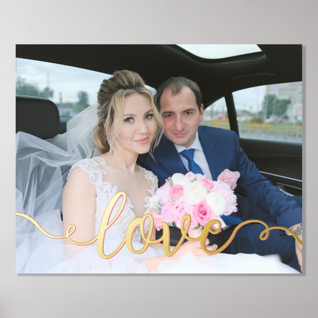 Handwritten Love Script Wedding Photo Foil Prints (Front)