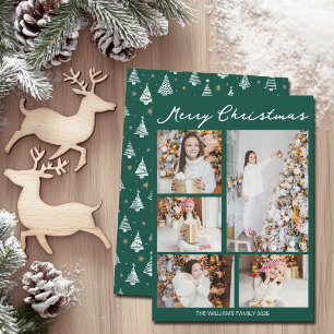 Handwritten Merry Christmas Emerald Green Photo Holiday Card