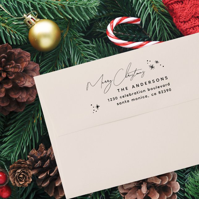Handwritten Merry Christmas Family Return Address Self-inking Stamp (Creator Uploaded)