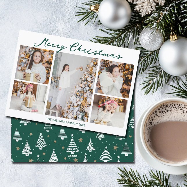 Handwritten Merry Christmas Photo Collage 2025 Holiday Card (Creator Uploaded)