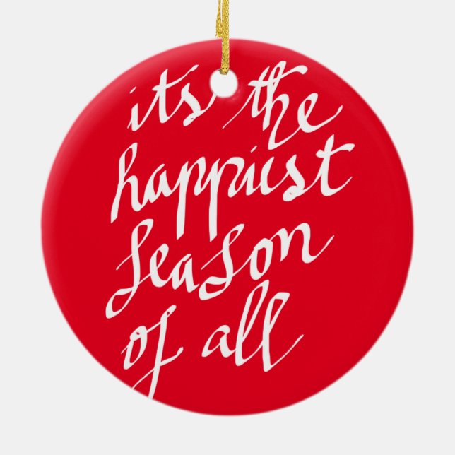 Handwritten Merry Christmas Script Holiday Ceramic Tree Decoration (Back)