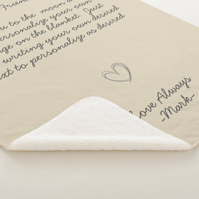 Handwritten Message Personalise Text  Sherpa Blank Blanket (3/4)