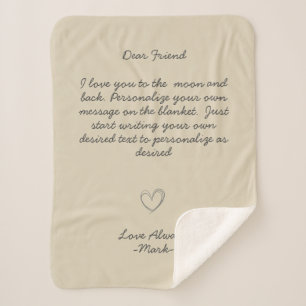 Handwritten Message Personalise Text  Sherpa Blank Blanket