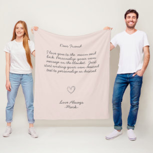 Handwritten Message Personalise Text Sherpa Blank Fleece Blanket