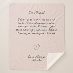 Handwritten Message Personalise Text  Sherpa Blank Sherpa Blanket