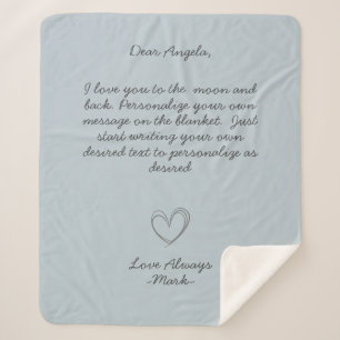 Handwritten Message Personalise Text Sherpa Blanket