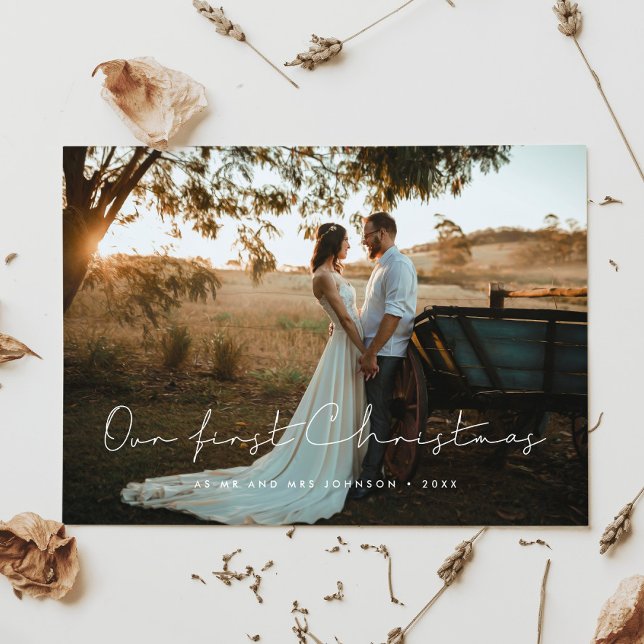 Handwritten minimalist Our first Christmas card (Creator Uploaded)