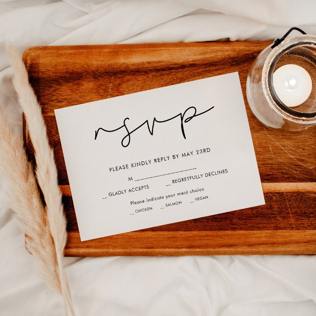 Handwritten minimalist RSVP card with meal choice (Handwritten minimalist RSVP card with meal choice)