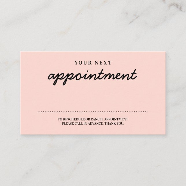Handwritten Modern Minimalist Beige Reminder Appointment Card (Front)
