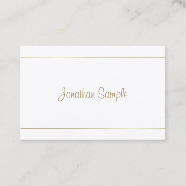 Handwritten Modern Proffesional Design Gold Script Business Card (Front)