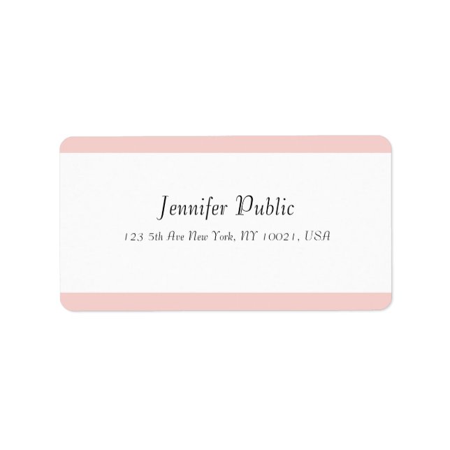Handwritten Modern Simple Template Blush Pink Label (Front)