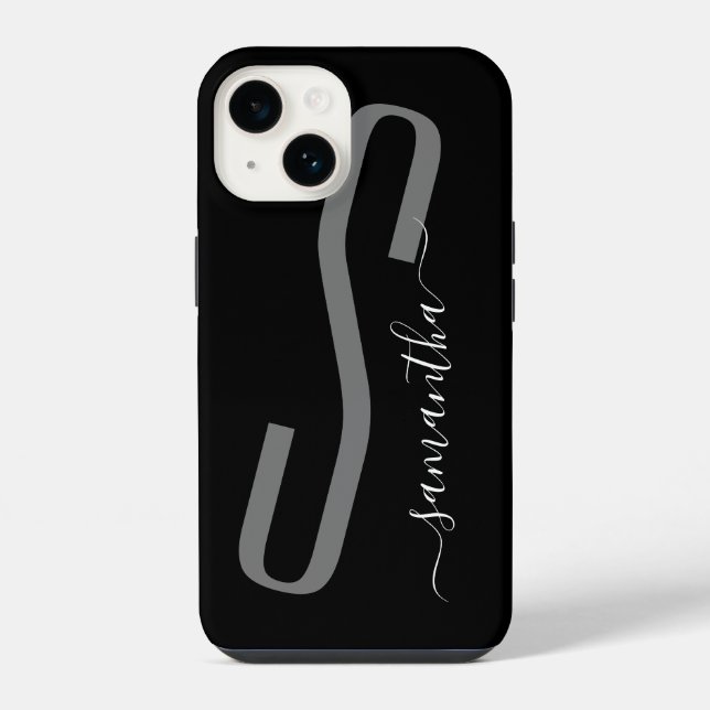 Handwritten Monogram modern iPhone Case (Back)