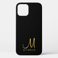 Handwritten Monogram Name Black & Gold Custom