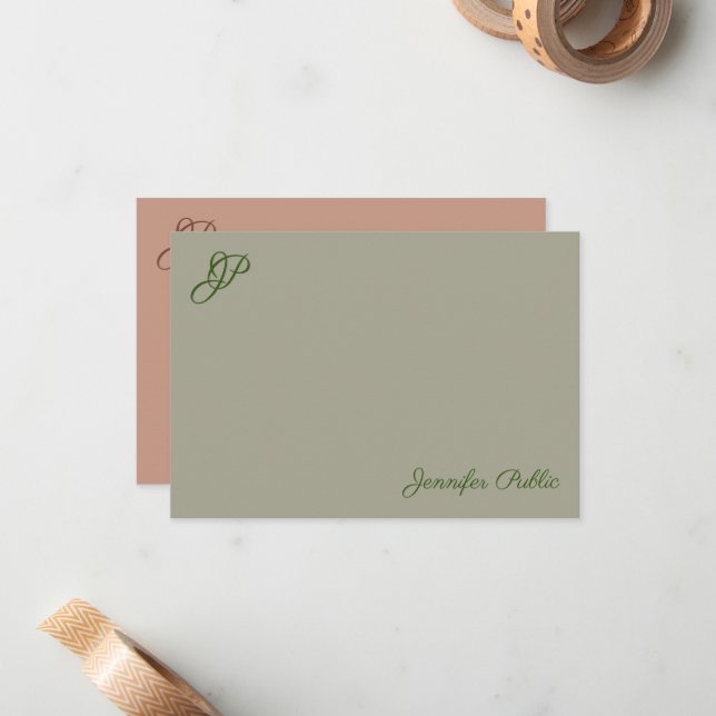 Handwritten Monogram Name Elegant Colours Template (Front/Back In Situ)