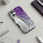 Handwritten Monogram Purple Silver Glitter  Samsung Galaxy Case<br><div class="desc">The design is a photo and the cases are not made with actual glitter, sequins, metals or woods. This design is also available on other phone models. Choose Device Type to see other iPhone, Samsung Galaxy or Google cases. Some styles may be changed by selecting Style if that is an...</div>