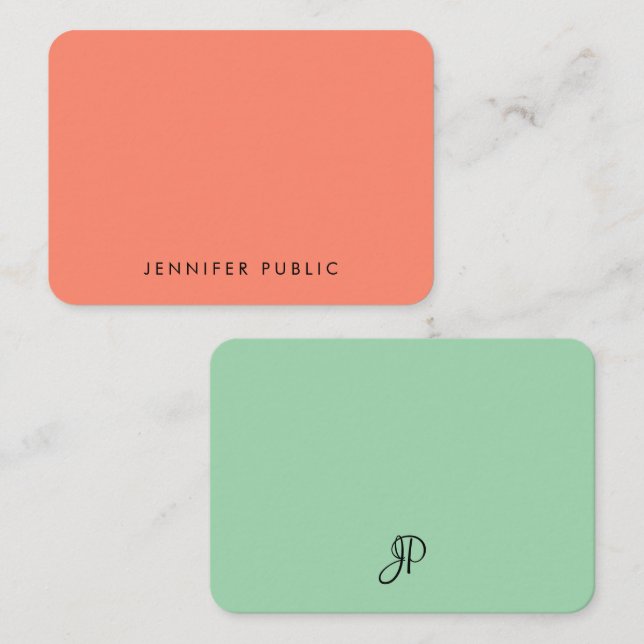 Handwritten Monogram Script Elegant Colours Card (Front/Back)